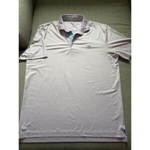 Johnnie-O performance polo shirt featuring a light blue embroidered logo Size L